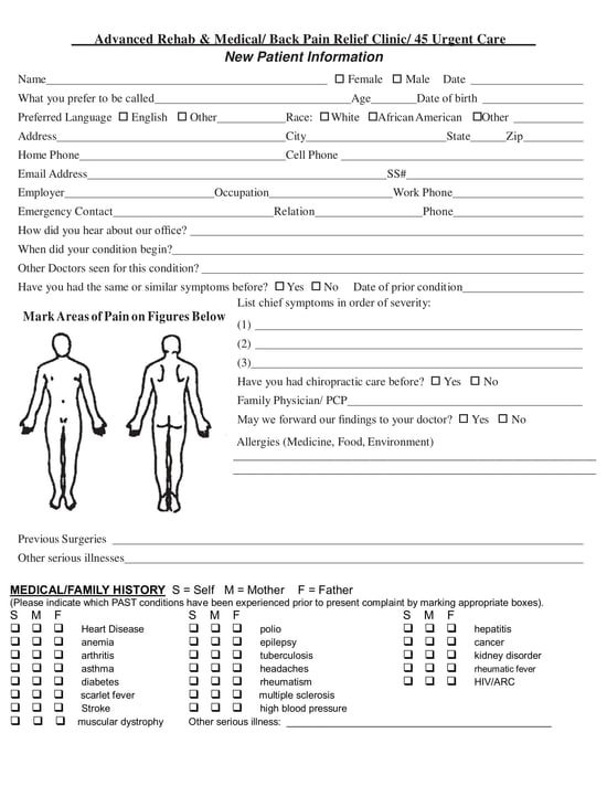  New Patient Forms of 45 Urgent Care in Jackson, TN 